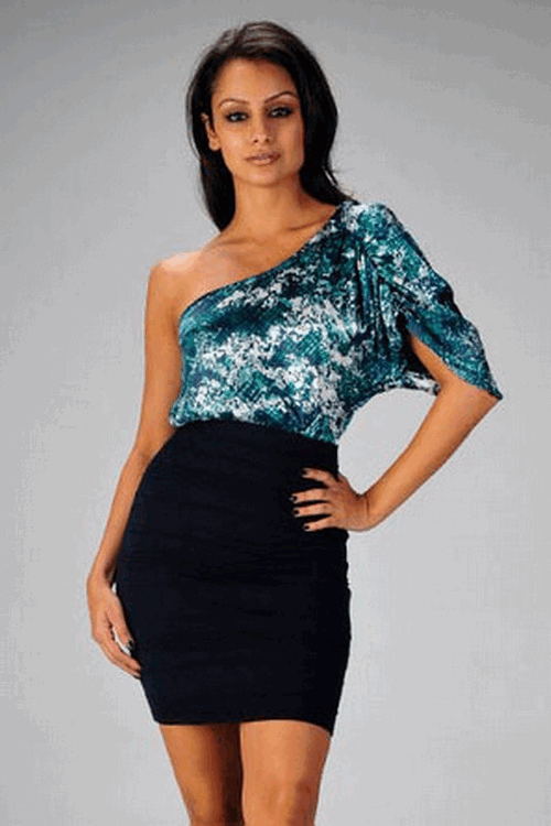 Silky Printed Cocktail Mini Dress